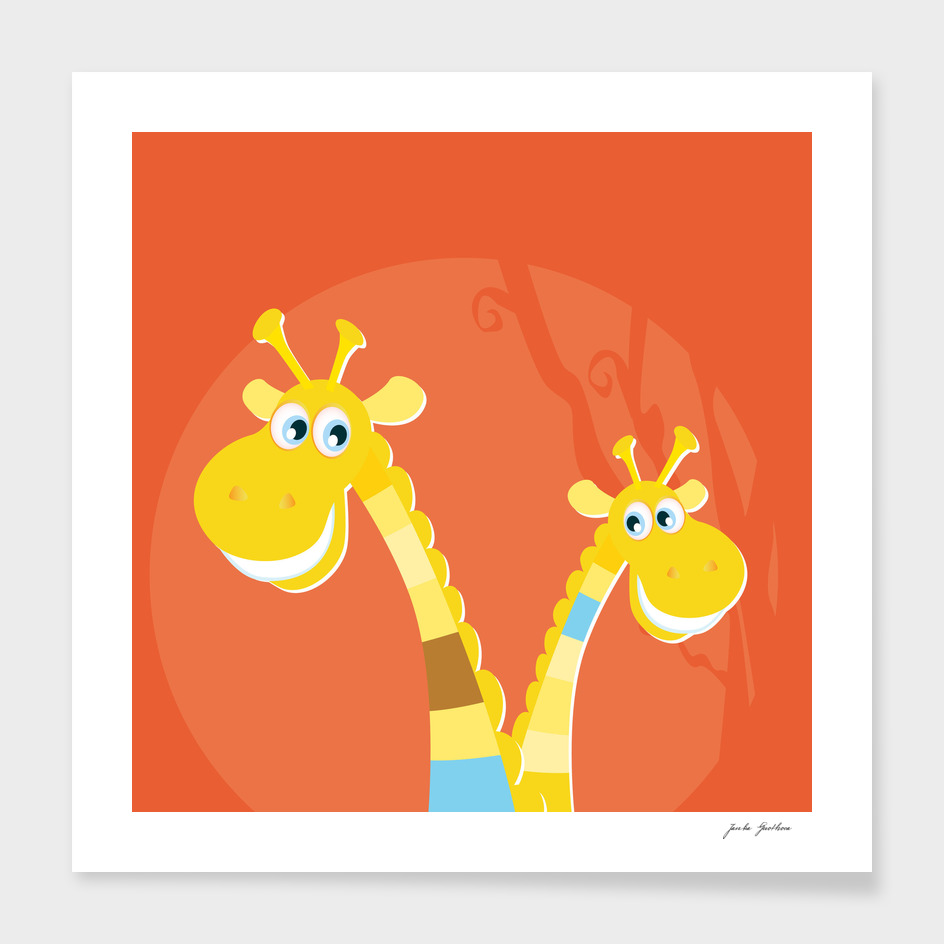 Two hand-drawn Giraffe : New in shop