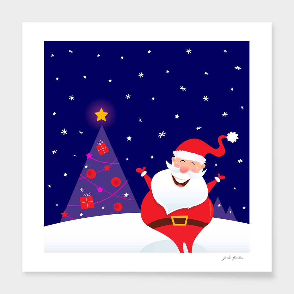 Xmas illustration in shop : blue red