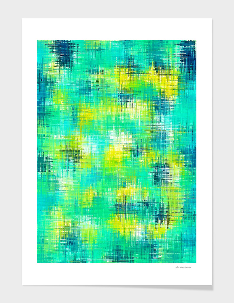 vintage painting texture abstract in green yellow and blue