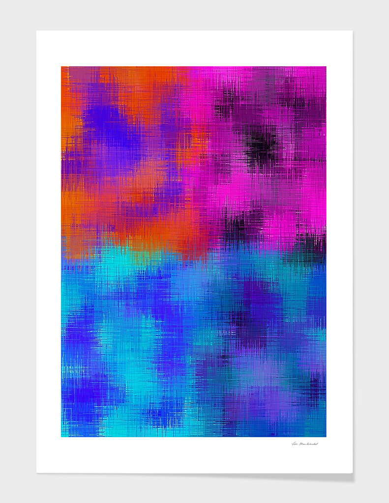 psychedelic graffiti painting abstract in blue orange pink