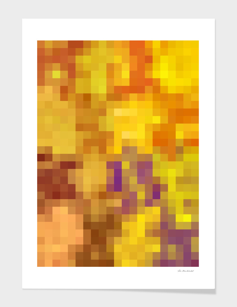 geometric square pixel abstract in yellow purple orange