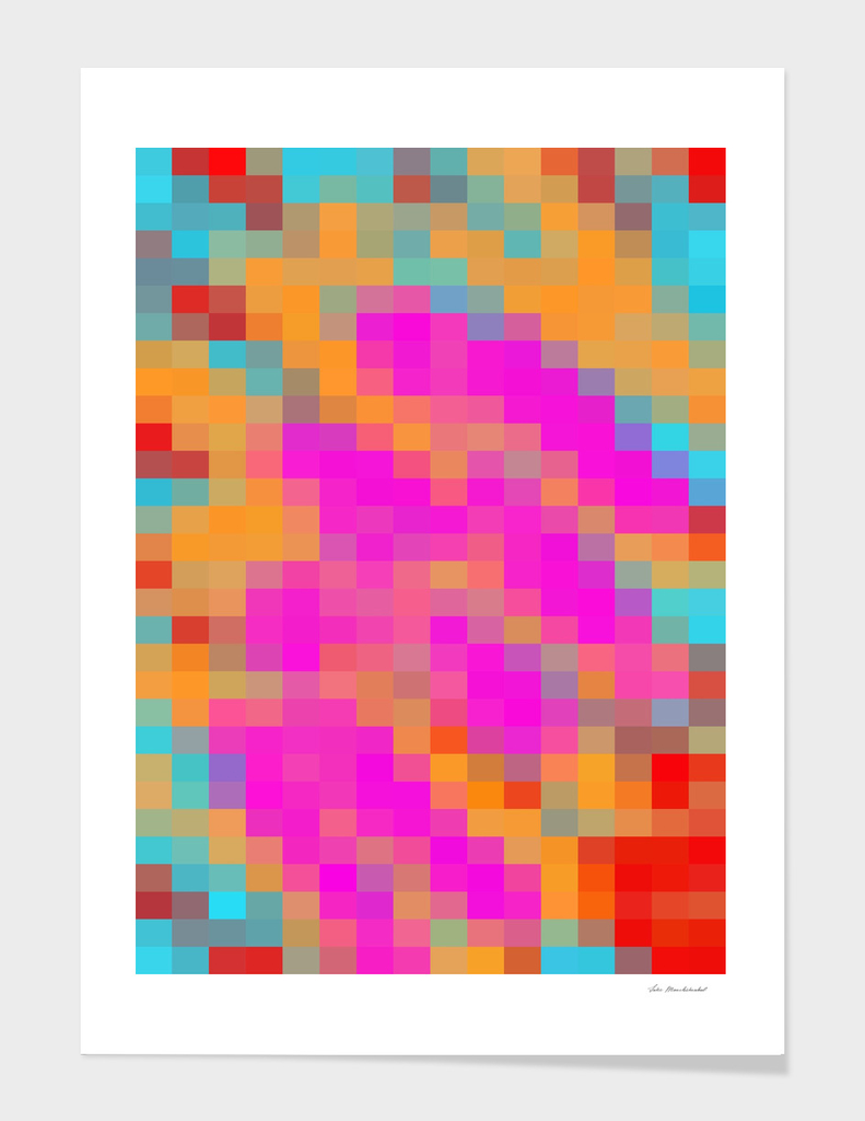 pink blue red orange pixel abstract background