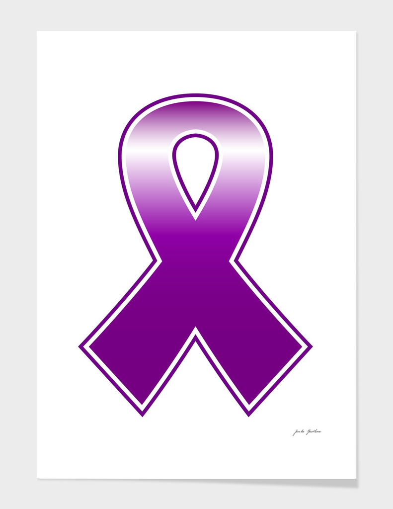 Purple cancer ribbon : on white