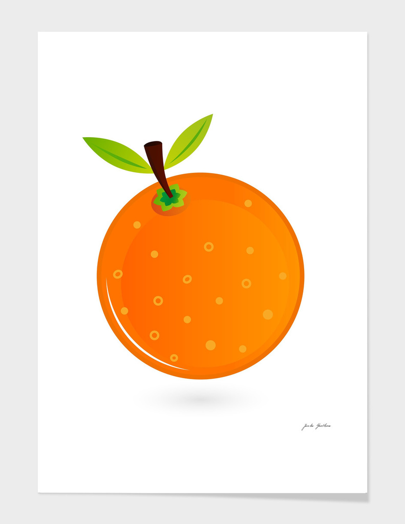 Hand drawn cute Orange on white