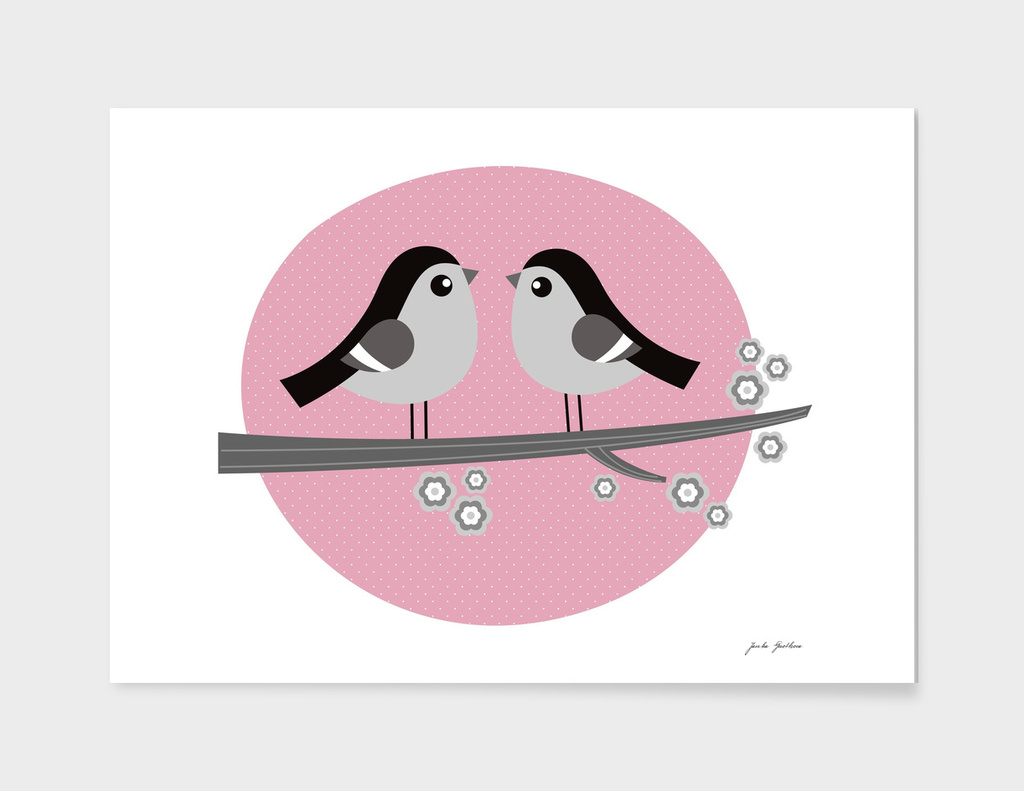 2 LOVE BIRDS : Kids art Illustration