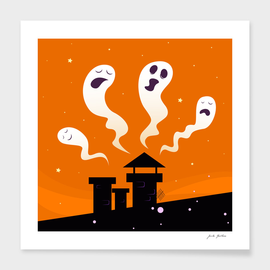 Ghost collection : black silhouette with orange