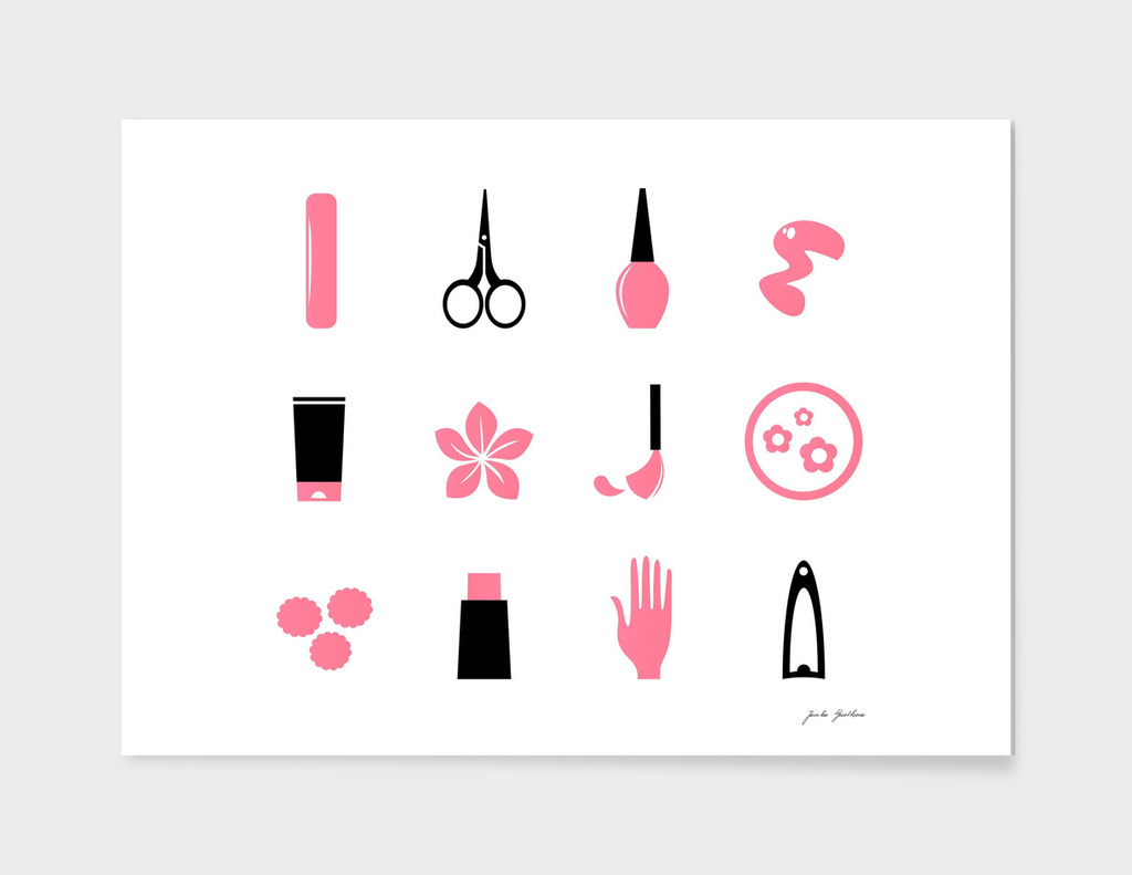 Wellness ICONs in creative shop : black, pink