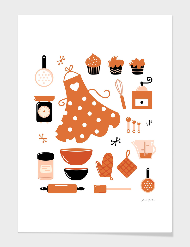 Cute kitchen icons : brown