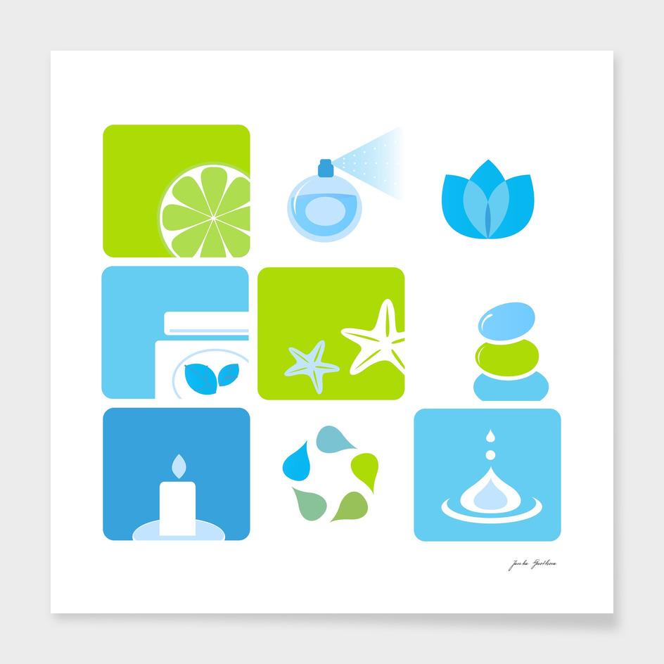 New wellness icons : blue and green