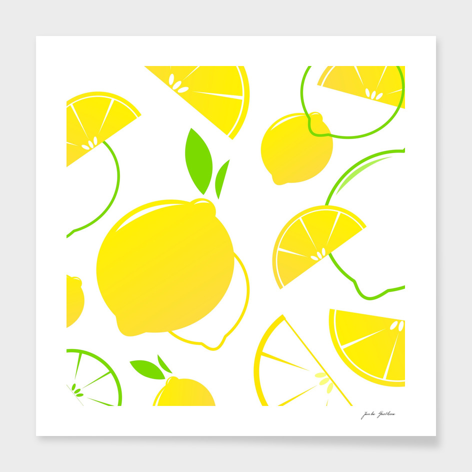 New vintage lemons / yellow on white