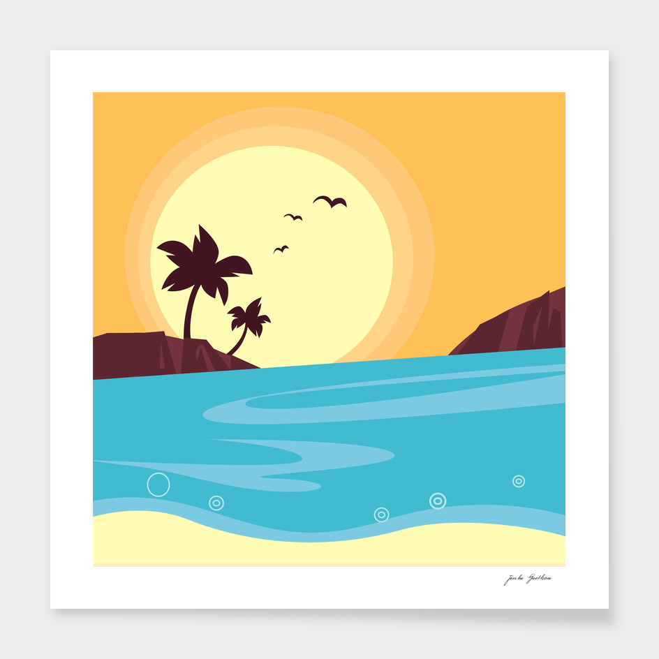 Vintage beach and sunset / Original theme
