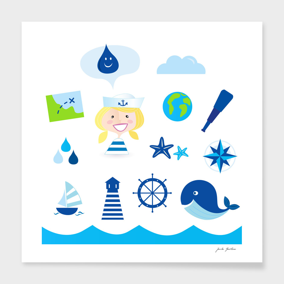 New hand-drawn Sailor icons / on white