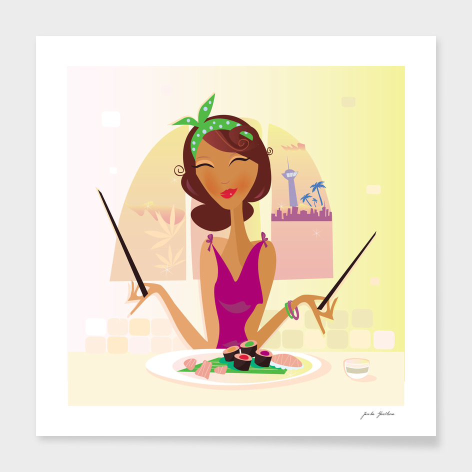 Vintage cute asia woman : New art in shop