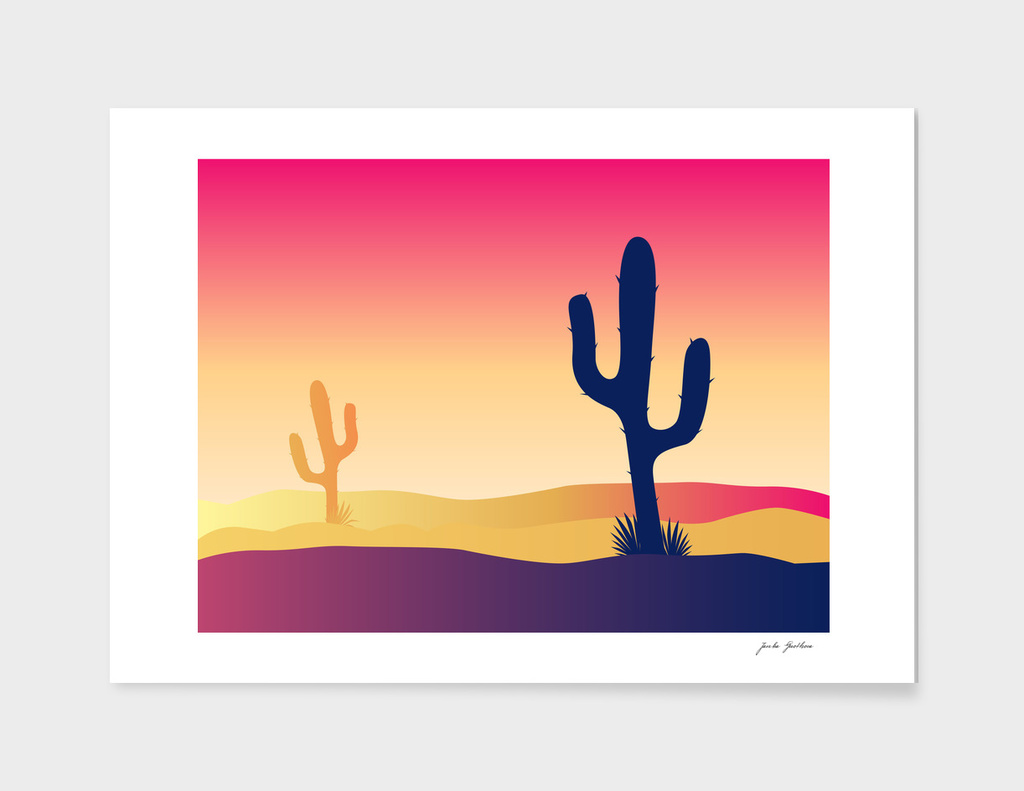 Mexico cactus : orange, dark silhouette