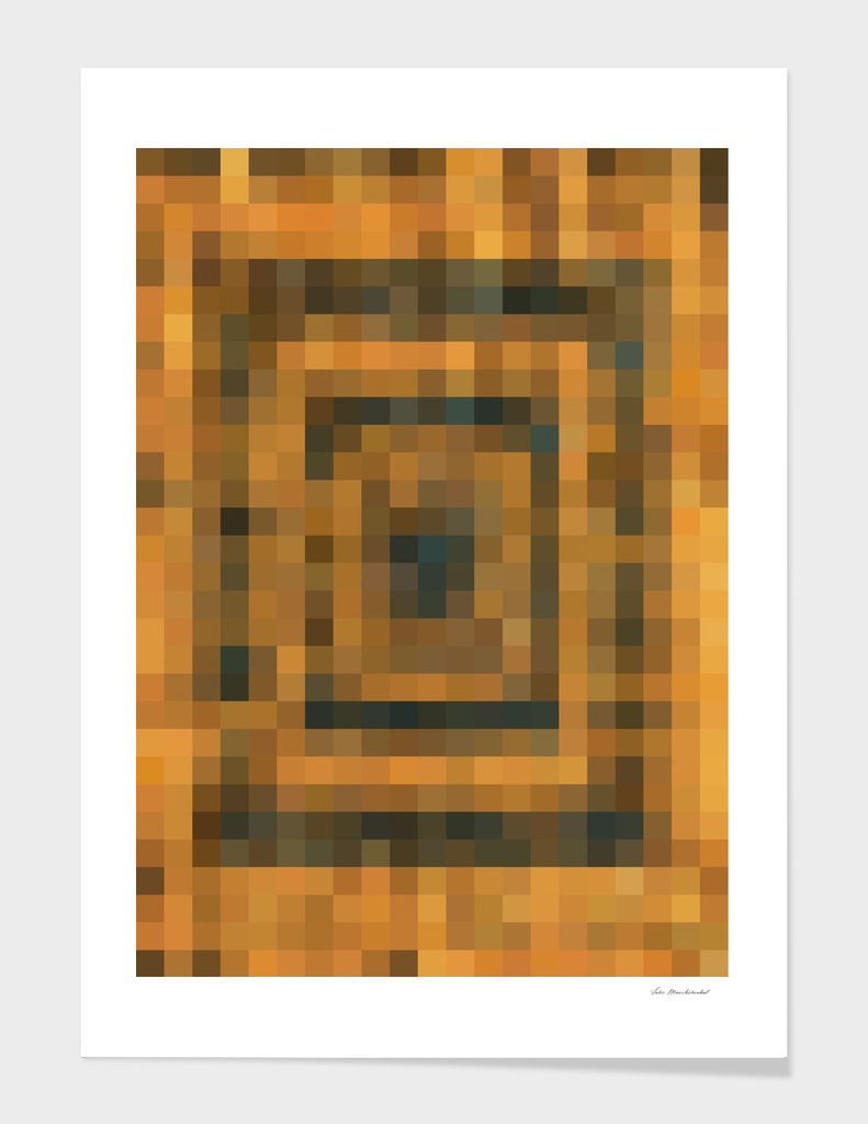 geometric pixel square pattern abstract in brown and black