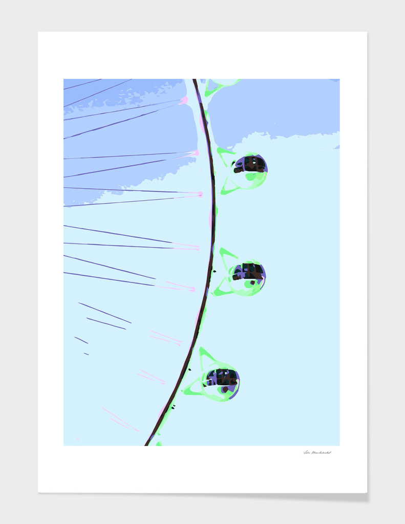green ferris wheel with blue sky geometric abstract