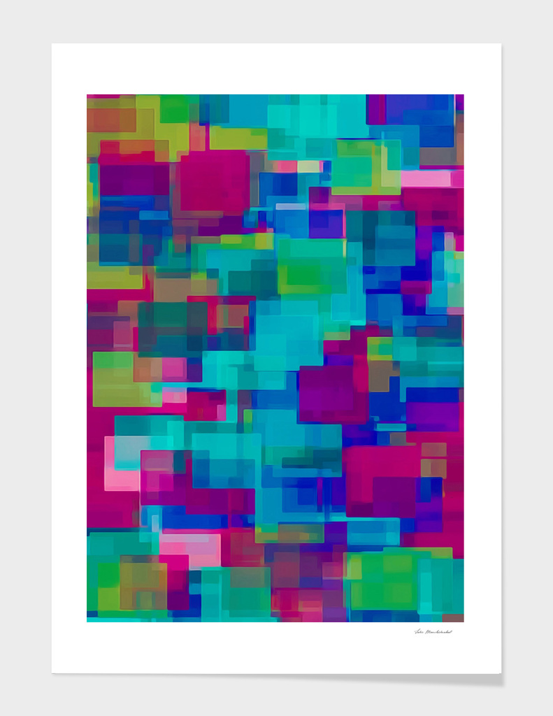pink blue green square pattern abstract background