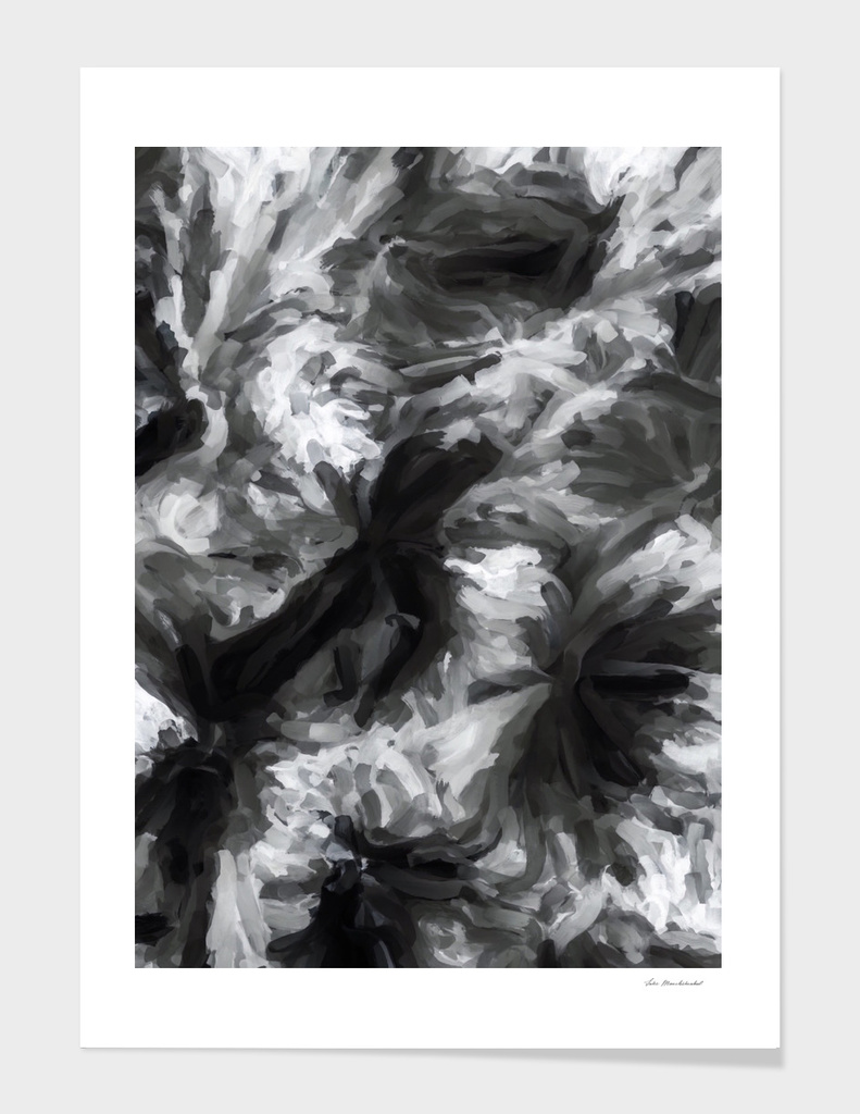 black and white watercolor camouflage painting