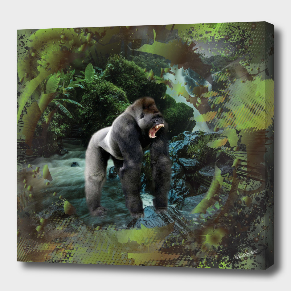Gorilla Rain Forest Waterfall Collage