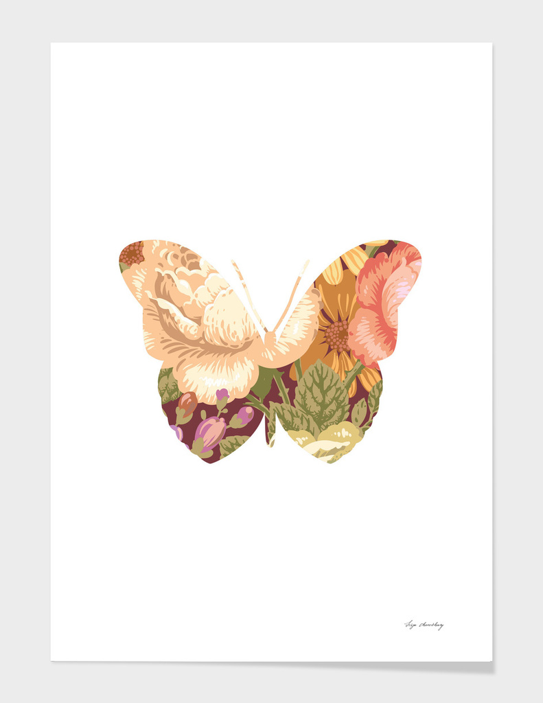 Vintage Floral Butterfly