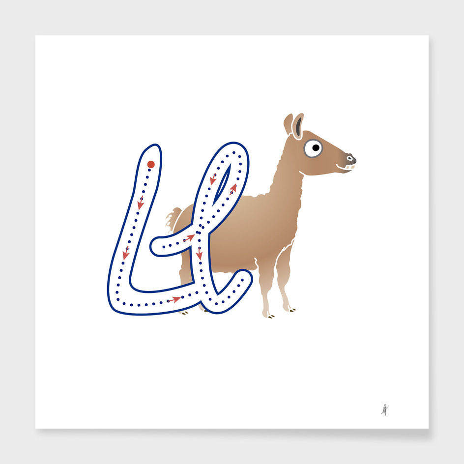 Abecedario animal , letra Ll: Llama