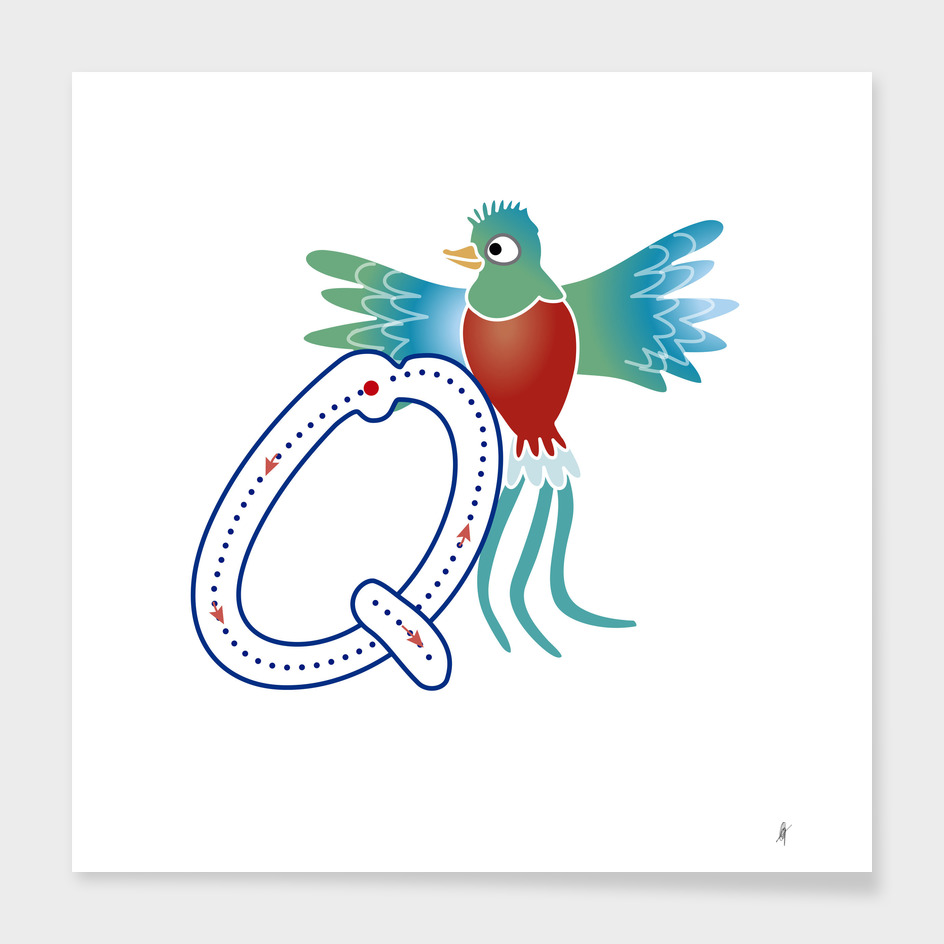 Animal alphabet, letter Q: Quetzal» Art Print by Veronica Quirell | Curioos
