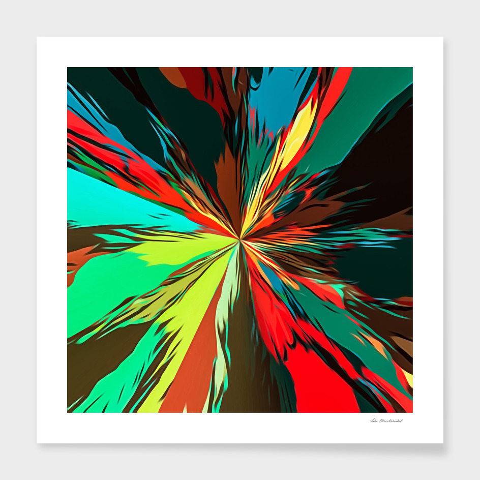 psychedelic geometric painting abstract in red brown green