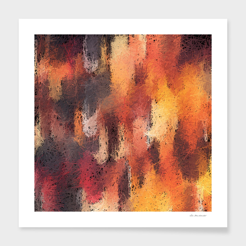psychedelic camouflage painting abstract in brown orange