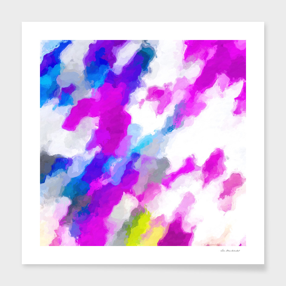 psychedelic watercolor painting abstract in pink and blue