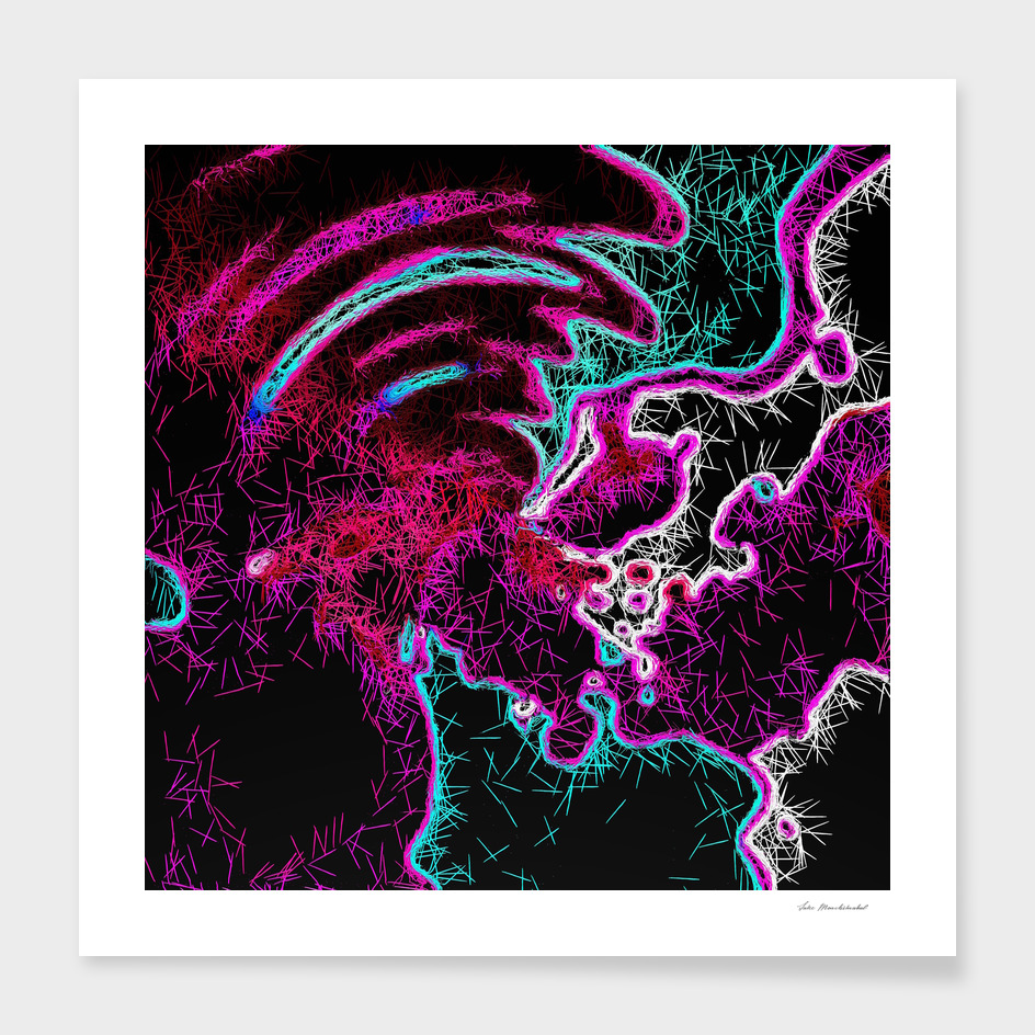 psychedelic fractal geometric abstract in pink purple blue