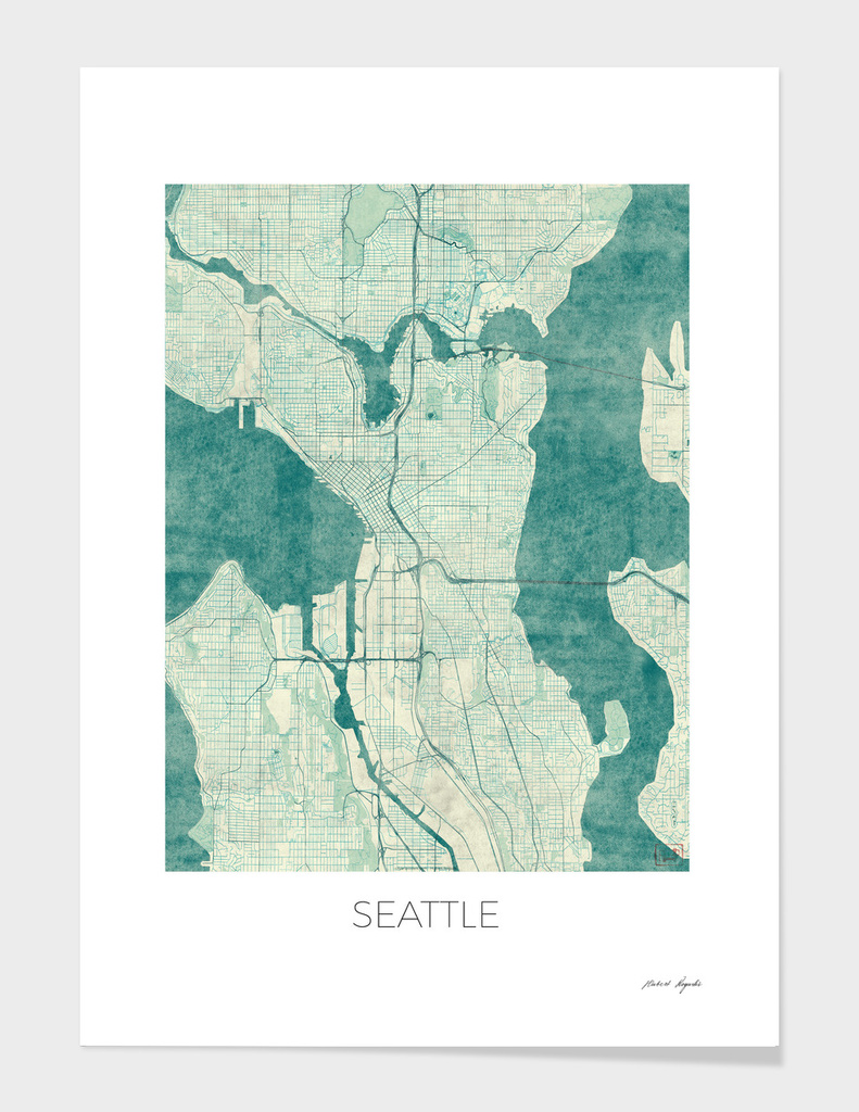 Seattle Map Blue