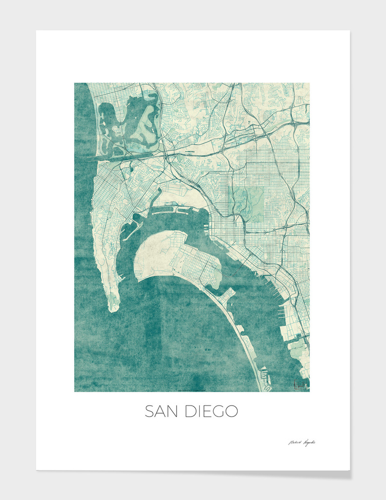 San Diego Map Blue