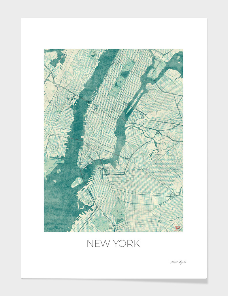 New York Map Blue