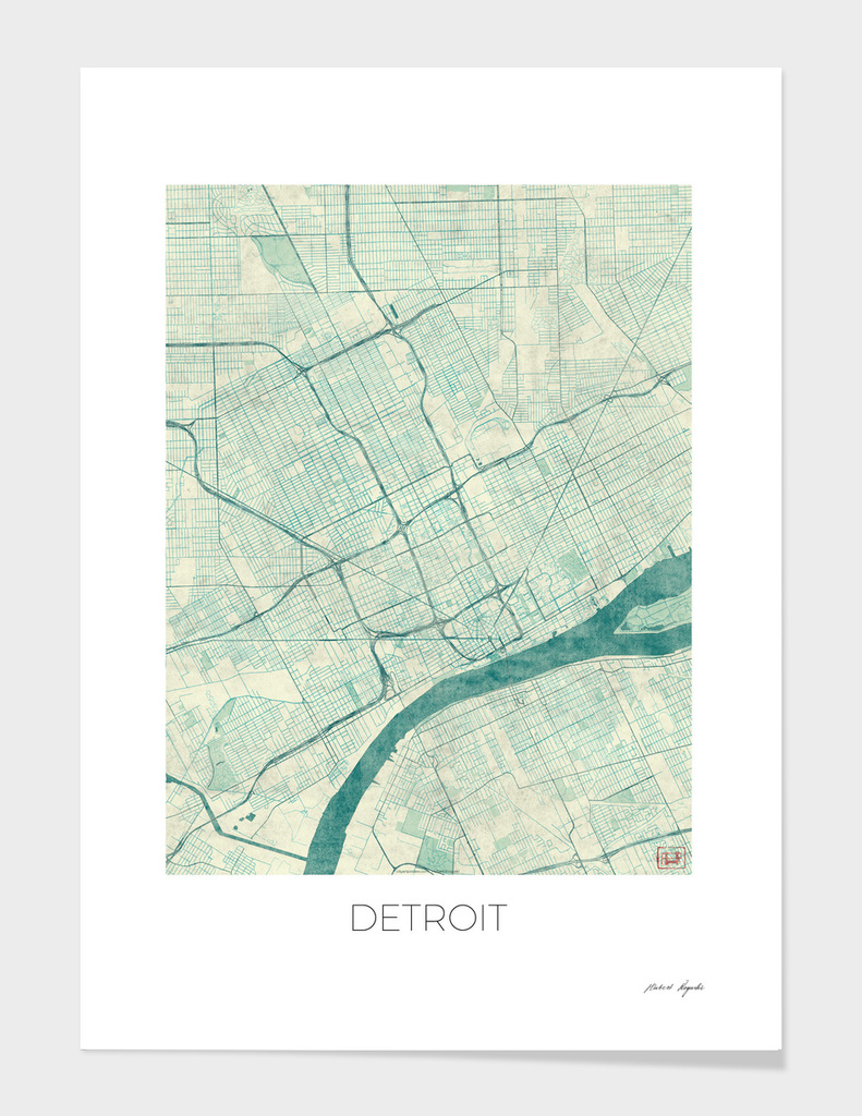Detroit Map Blue