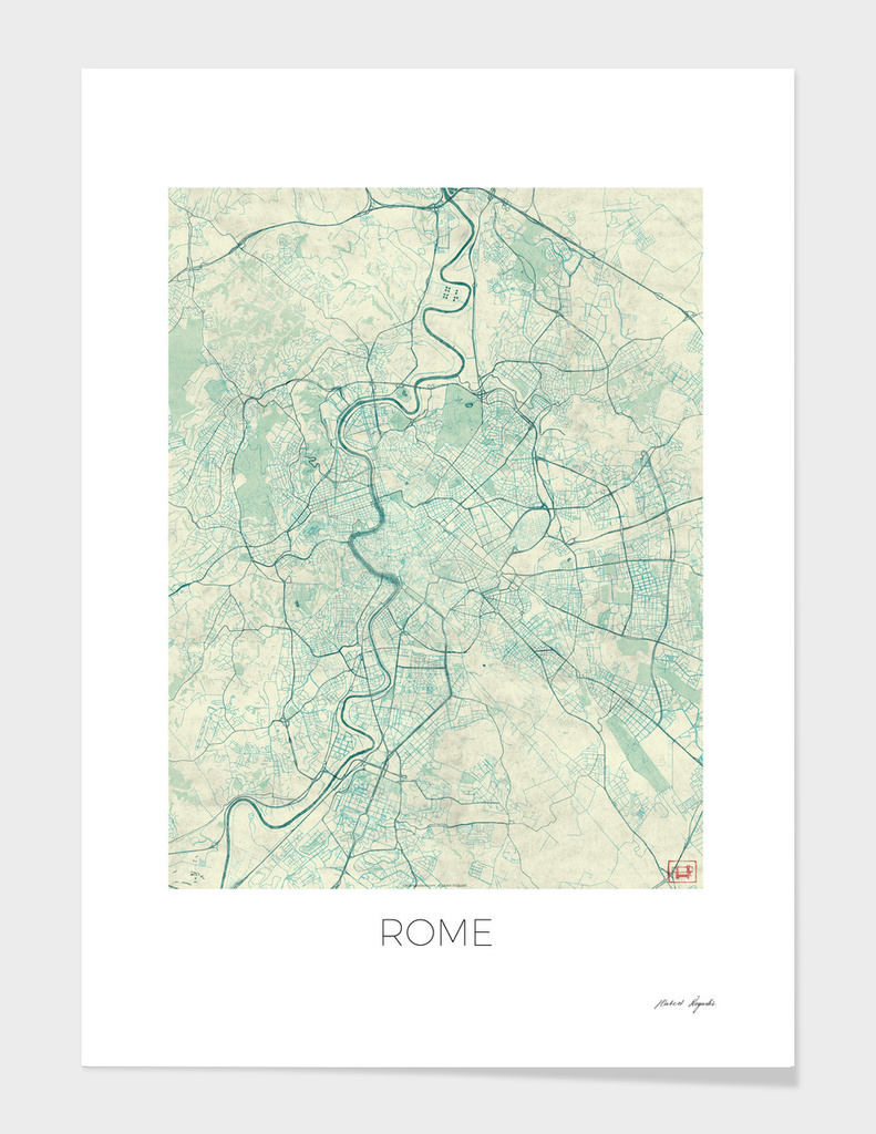 Rome Map Blue