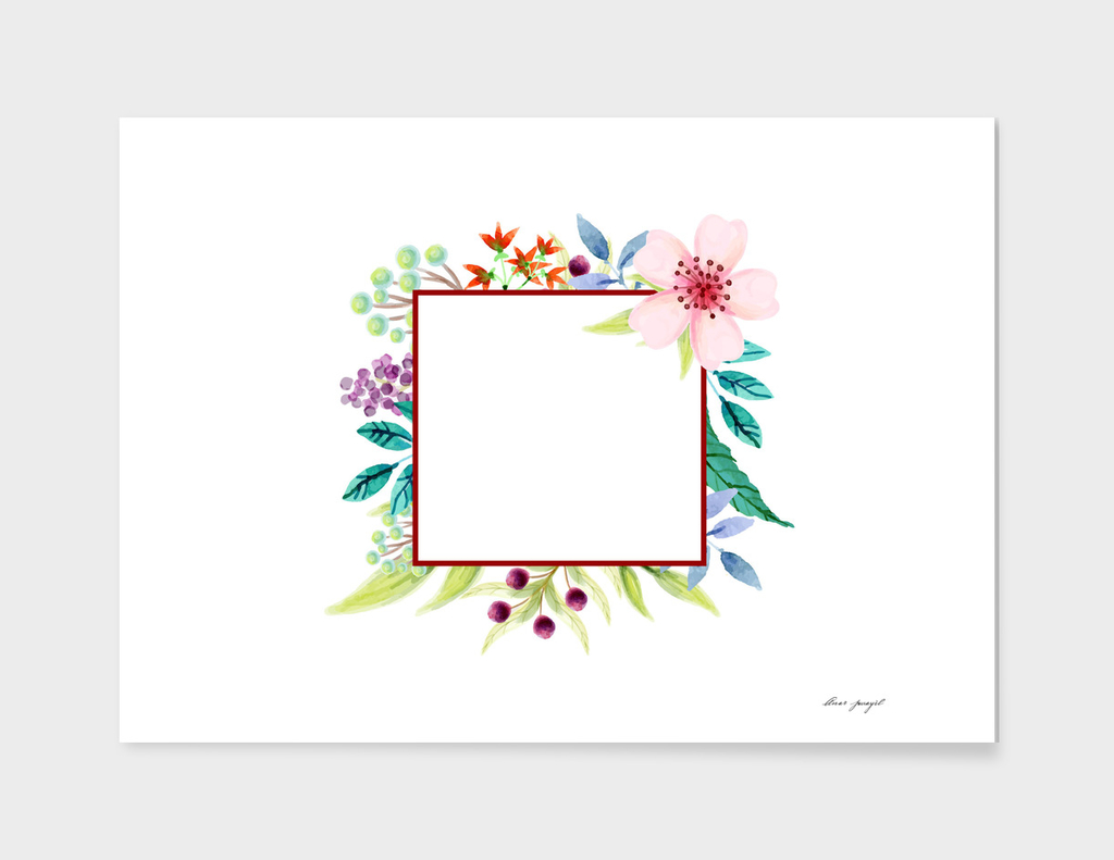 watercolor floral frame
