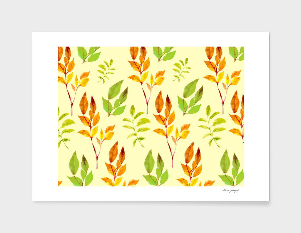 autumn watercolor leaves pattern