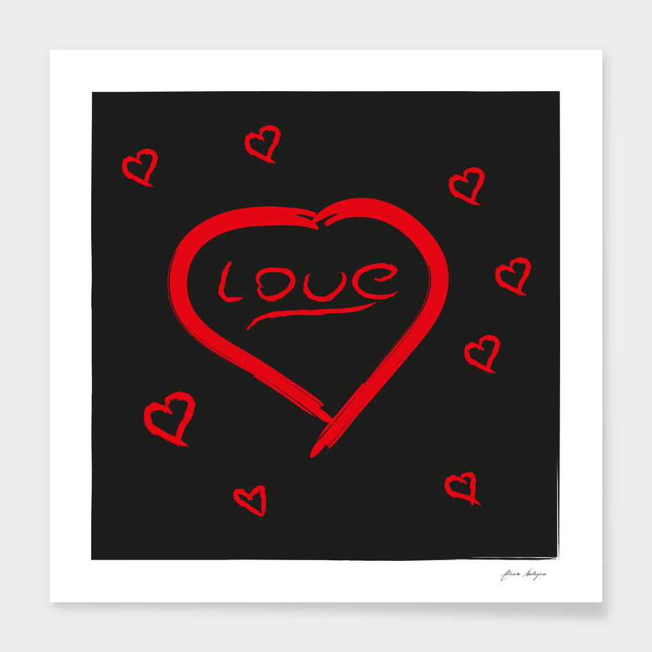 valentine heart vector icon vintage script font Vecto