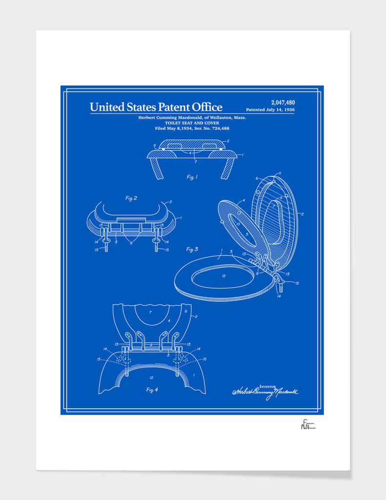Toilet Seat and Cover Patent - Blueprint