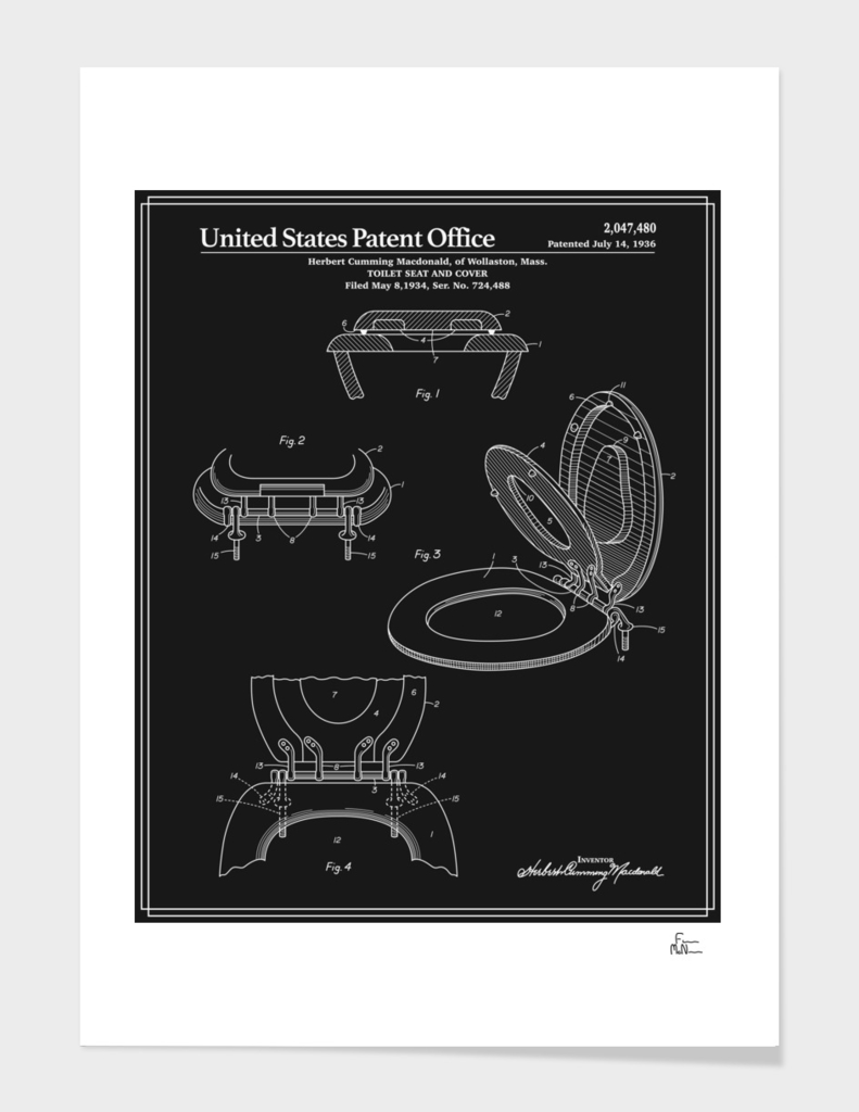 Toilet Seat and Cover Patent - Black