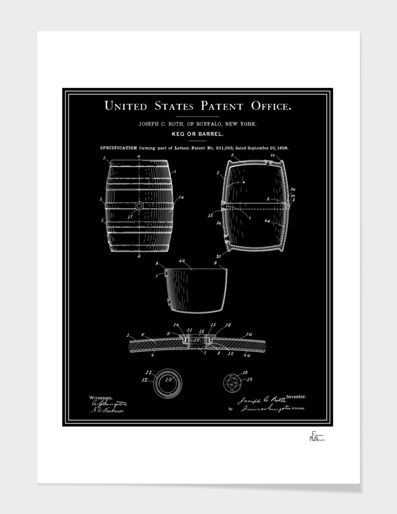 Beer Keg Patent - Black