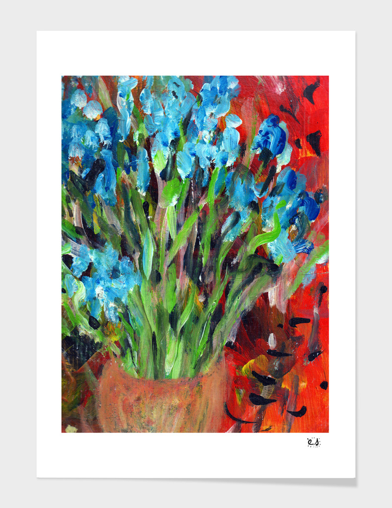 Les Iris blue flowers