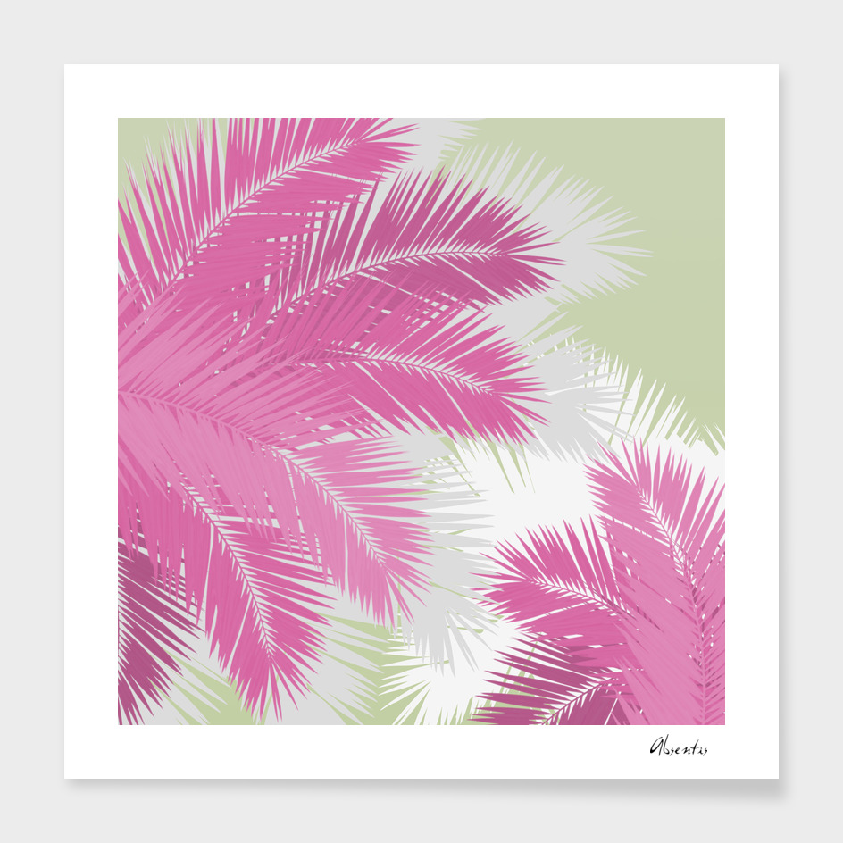 PINK TROPICAL PALM TREES