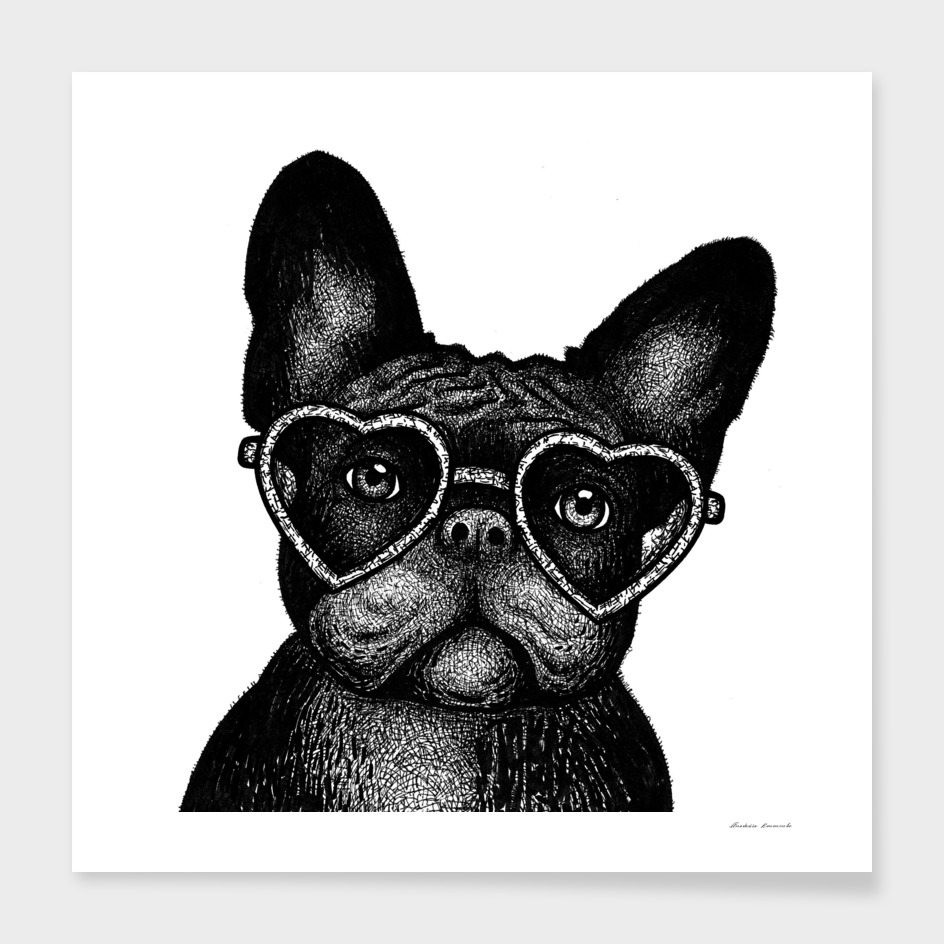French bulldog portrait in glasses