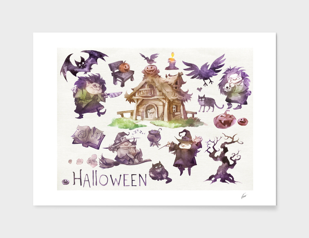 Watercolor halloween collection
