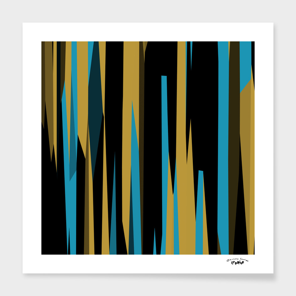 Yellow Turquoise black abstract