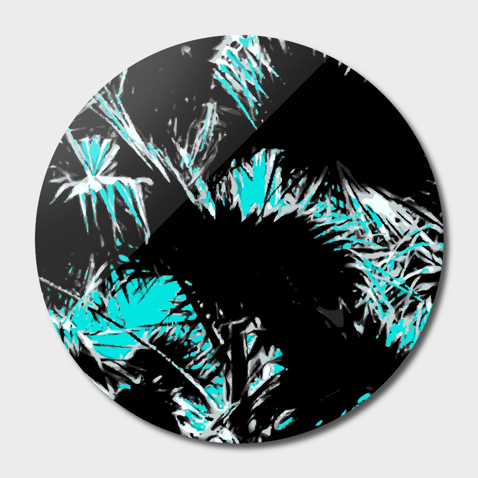 palm leaf abstract with blue background
