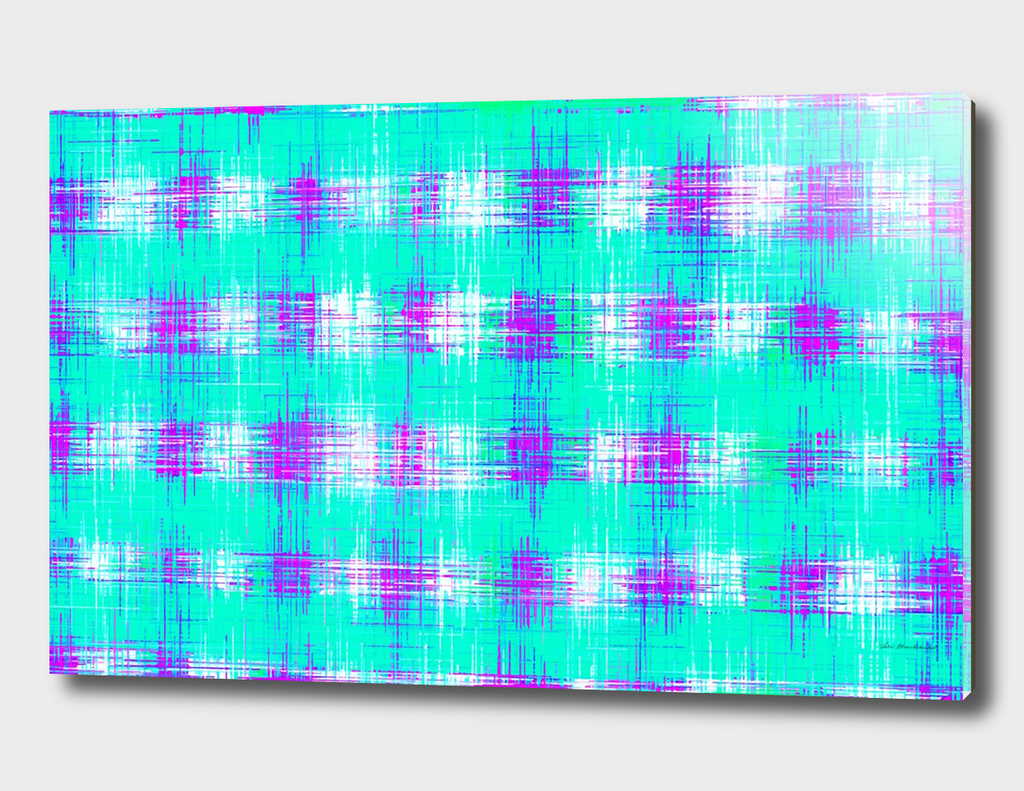 plaid pattern graffiti painting abstract in blue green pink