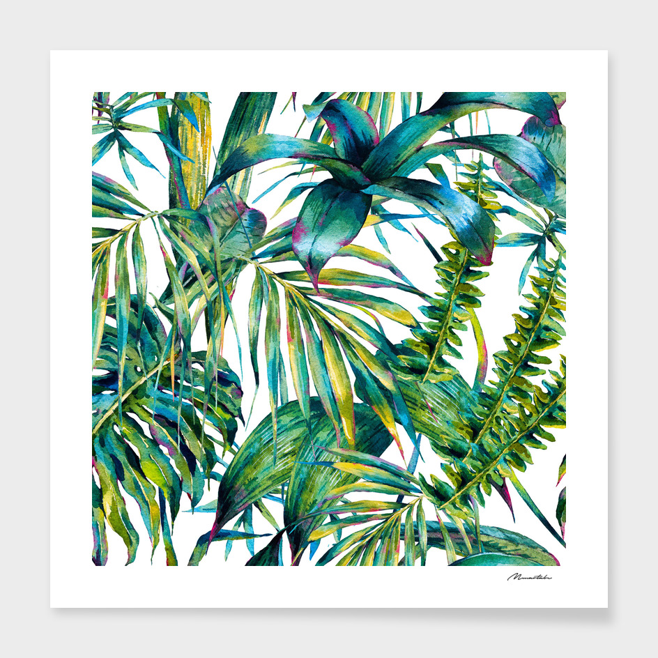 nature leaves exotic watercolor