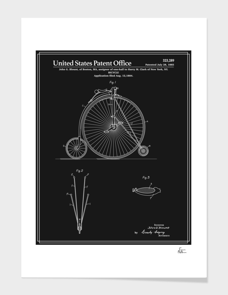 High Wheel Bicycle Patent - Black
